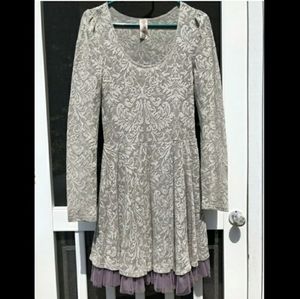 Free People Grey/Lavendar Lace Floral Dress